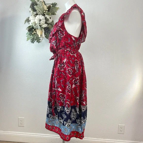 Lane Bryant Red and Blue Floral Midi Dress - Picture 4 of 8